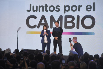 Buenos Aires, Argentina.- In the photos taken on August 13, 2023, the presidential candidate of Together for Change (JxC) Patricia Bullrich after having won the internal coalition. The former Argentine Security Minister, who won the internship of the opposition coalition Juntos por el Cambio (center-right) for the presidential elections on October 22, said this Sunday that "a step" has been taken for change amid the anguish felt by Argentina.