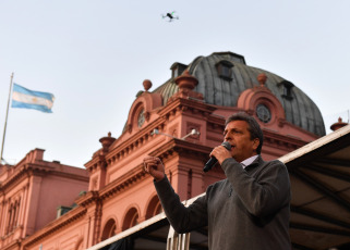 Buenos Aires, Argentina.- In the photos taken on September 11, 2023, the Minister of Economy, Sergio Massa (photo), announced in Plaza de Mayo before a crowd of workers that starting next October 1 the new floor of the Tax on Profits will rise to 1,770,000 pesos per month, which will reduce their impact on salaries and pensions, all with semiannual adjustments.