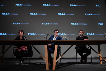 Buenos Aires, Argentina.- In the photos taken on September 27, 2023, the authors Gabriela Massuh (left), Rafael Spregelburd (center) and Mariano Blatt (right) joined their voices in the Malba auditorium and began the fifteenth edition of the Filba International Literature Festival, which will take place until Sunday in seven locations in the city of Buenos Aires. The festival will bring together a variety of scholars and literary events over five days in the Argentine capital.