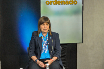 Jujuy, Argentina.- In the photos taken on September 25, 2023, the presidential candidate of Together for Change (JxC), Patricia Bullrich (photo), and the governor of Jujuy, Gerardo Morales, at a press conference. Bullrich considered that "there is a political game" behind the electoral campaign in which it supposedly seeks to polarize the candidacies of the current candidate of the ruling party, Sergio Massa, and the leader of La Libertad Avanza, Javier Milei.