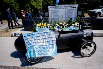 Mar del Plata, Argentina.- In the photos taken on October 25, 2023, they pay tribute to the crew of the ARA San Juan six years after their last departure from Mar del Plata, where 44 crew members of the ARA San Juan six years ago set sail for last time. At the emotional event at the Naval Base, Navy authorities, family members of the crew members and the mayor of General Pueyrredon, Guillermo Montenegro, among others, were present.