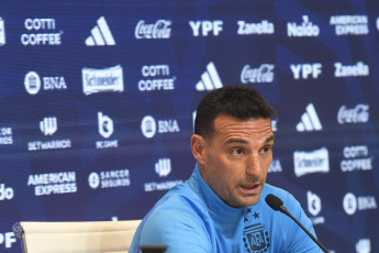 Buenos Aires, Argentina.- In the photos taken on October 11, 2023, Lionel Scaloni, coach of the Argentine National Team, during a press conference in Ezeiza. The presence of Lionel Messi as a starter in Argentina's duel against Paraguay, for the third round of the South American Qualifiers, is in suspense despite the fact that he “looked good,” said the coach of the world champion.