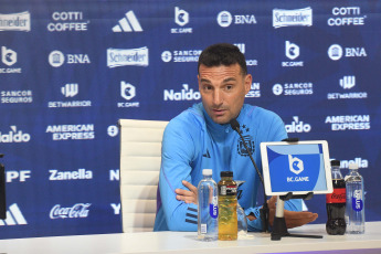 Buenos Aires, Argentina.- In the photos taken on October 11, 2023, Lionel Scaloni, coach of the Argentine National Team, during a press conference in Ezeiza. The presence of Lionel Messi as a starter in Argentina's duel against Paraguay, for the third round of the South American Qualifiers, is in suspense despite the fact that he “looked good,” said the coach of the world champion.