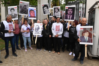 Rosario, Argentina.- In the photos taken on November 13, 2023, a federal court began judging in Rosario about twenty civilians, police and soldiers who on March 20, 1975 committed crimes considered against humanity against workers and citizens in the Santa Fe city of Villa Constitución. About twenty civil and State officials are tried for the crimes of "illegitimate deprivation of liberty, torture, illicit association and homicides" committed against metalworkers and citizens who mobilized in 1975.