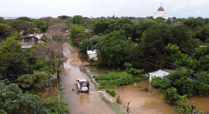 Corrientes, Argentina.- In the photos taken on November 10, 2023, it shows the areas affected by heavy rains in the province of Corrientes, Argentina. The number of evacuees and self-evacuees in the riverside towns of Corrientes has increased and already exceeds 2,000 people affected by the flooding of the Paraná and Uruguay rivers. This situation is aggravated due to the rainfall that is occurring in much of the provincial territory.