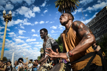 Buenos Aires, Argentina.- In the photos taken on November 8, 2023, during the first march against racism to vindicate the importance of the Afro-descendant population in Buenos Aires, the capital of Argentina. The representative of this march, Diego Bonga, declared that "the march is to give visibility to the fight that we have been doing for several decades in this beautiful Argentine nation, blessed by the blood of black people on the battlefields."