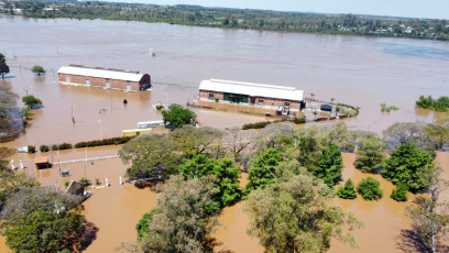 Concordia, Argentina.- In the photos taken on November 29, 2023, they show the areas affected by the flooding of the Uruguay River in Concordia, Argentina. The flooding of the Uruguay River has been in a critical situation for approximately a month, leaving a total of 491 families evacuated from their homes in the Entre Ríos city of Concordia.