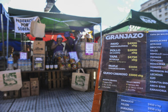 Buenos Aires, Argentina.- En las fotos tomadas el 29 de diciembre del 2023, organizaciones sociales de la economía popular y pequeños productores agropecuarios realizaron una protesta denominada "alimentazo" frente al Congreso, en la que pusieron a la venta 80 mil kilos de alimentos a precios populares en rechazo a la "difícil situación económica" y con el lema "ajusten a la casta, no a la canasta".