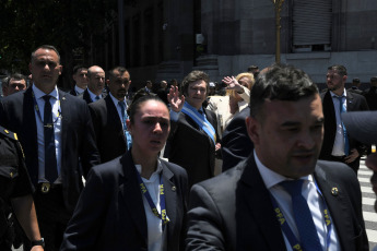 Buenos Aires - In the photo taken on December 10, 2023, President Javier Milei entered the Casa Rosada (presidential palace) today at 1:27 p.m. for the first time as head of state after taking the oath of office this noon before the National Congress.