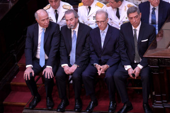 Buenos Aires - Photo taken on December 10, 2023, the Justices of the Supreme Court of Justice, President. Horacio Rosatti. Vice President. Carlos Rosenkrantz. Minister. Juan Carlos Maqueda. Minister. Ricardo Lorenzetti.