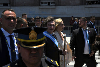 Buenos Aires - In the photo taken on December 10, 2023, President Javier Milei entered the Casa Rosada (presidential palace) today at 1:27 p.m. for the first time as head of state after taking the oath of office this noon before the National Congress.