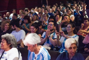 Buenos Aires, Argentina.- In the photos taken on December 22, 2023, people attend the Gaumont cinema to see “México 71”, a documentary that reconstructs and recounts the beginnings of Argentine women's football that has testimonies from a large part of the first team that went to a women's football world cup and those who were interested in its history.