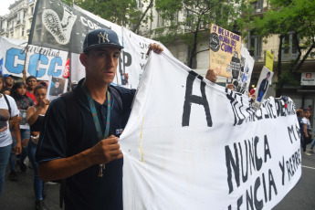 Buenos Aires, Argentina.- In the photos taken on December 5, 2023, thousands of protesters grouped in different political and social organizations participated in the 7th "cap march" under the slogan "Never again violence or repression" in the City from Buenos Aires. The annual meeting denounces police abuse and repression against young people from popular sectors.