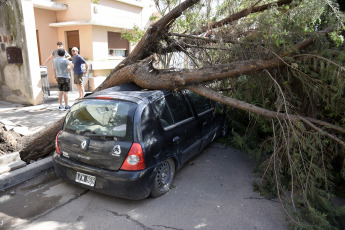 Bahía Blanca: In the photo taken on December 17, 2023, the damage caused by the storm. The heavy storm, with rain and winds reaching more than 140 km/h, left 13 fatalities and at least 14 people seriously injured. Several roofs were blown off and trees fell.