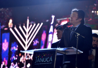 Buenos Aires, Argentina.- In the photos taken on December 12, 2023, the president, Javier Milei (photo), attended the central event of the Jewish holiday Hanukkah, an activity organized by the Argentine Israelite Association Tzeire Agudath Chabad under the slogan "United Israel in the same light", in which they will ask for "the kidnapped, the Israeli soldiers and the speedy recovery of the wounded" from the attacks perpetrated by Hamas in Israeli territory on October 7.