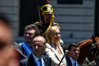 Buenos Aires - In the photo taken on December 10, 2023, President Javier Milei entered the Casa Rosada (presidential palace) today at 1:27 p.m. for the first time as head of state after taking the oath of office this noon before the National Congress.