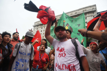 Buenos Aires, Argentina.- In the photos taken on December 5, 2023, thousands of protesters grouped in different political and social organizations participated in the 7th "cap march" under the slogan "Never again violence or repression" in the City from Buenos Aires. The annual meeting denounces police abuse and repression against young people from popular sectors.