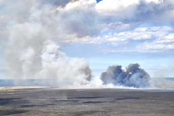 Chubut, Argentina.- The photos taken on December 12, 2023 show the forest fire that affected the rural area of Puerto Lobos in Chubut. According to the Secretary of Citizen Liaison of the Province, the fire was "controlled" while fire departments continued to work at the site as a preventive measure due to the change in wind.