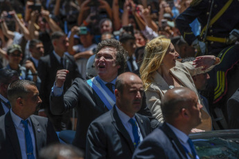 Buenos Aires - In the photo taken on December 10, 2023, minutes before noon, Javier Milei was sworn in as President of the Nation of the Argentine Republic. The new President took the oath in front of Cristina Kirchner, who headed the Legislative Assembly, and then received the sash and the baton from Alberto Fernández. Afterwards, Victoria Villarruel was sworn in as Vice President.