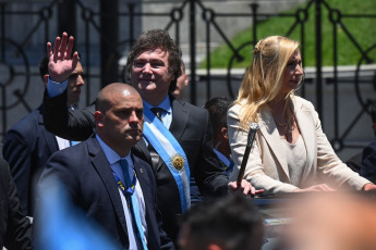 Buenos Aires - In the photo taken on December 10, 2023, minutes before noon, Javier Milei was sworn in as President of the Nation of the Argentine Republic. The new President took the oath in front of Cristina Kirchner, who headed the Legislative Assembly, and then received the sash and the baton from Alberto Fernández. Afterwards, Victoria Villarruel was sworn in as Vice President.