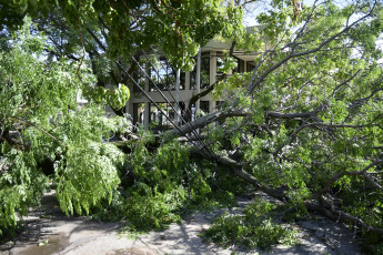 Bahía Blanca: In the photo taken on December 17, 2023, the damage caused by the storm. The heavy storm, with rain and winds reaching more than 140 km/h, left 13 fatalities and at least 14 people seriously injured. Several roofs were blown off and trees fell.