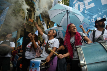 Buenos Aires, Argentina.- In the photos taken on December 5, 2023, thousands of protesters grouped in different political and social organizations participated in the 7th "cap march" under the slogan "Never again violence or repression" in the City from Buenos Aires. The annual meeting denounces police abuse and repression against young people from popular sectors.