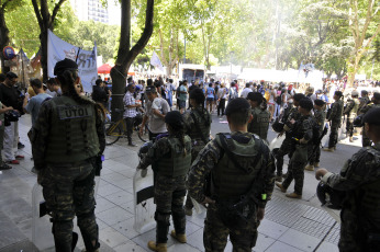 Mar del Plata, Argentina.- In the photo taken on January 24, 2024, strike and mobilization in the streets of the seaside town of Mar del Plata rejection of the DNU and the Omnibus Law of President Javier Milei.