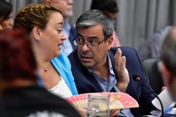 Buenos Aires.- En la foto tomada el 9 de enero, 2024, el plenario de comisiones de la Cámara de Diputados que debatirá el proyecto de ley ómnibus "Bases y Puntos de Partida de la Libertad de los Argentinos" comenzó a las 14.30 y cuenta con la presencia de funcionarios del Poder Ejecutivo.