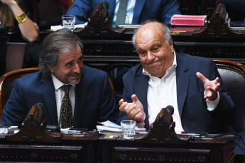 Buenos Aires, Argentina.- In the photos taken on January 31, 2024, Alberto Benegas (l) Lynch and Hernán Lombardi (r) from LLA and Pro. The Chamber of Deputies debates the Omnibus Law project sent by Javier Milei, then of the negotiations between the ruling party and the opposition that secured the floor of 129 deputies to enable the session.