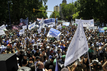 Mar del Plata, Argentina.- In the photo taken on January 24, 2024, strike and mobilization in the streets of the seaside town of Mar del Plata rejection of the DNU and the Omnibus Law of President Javier Milei.