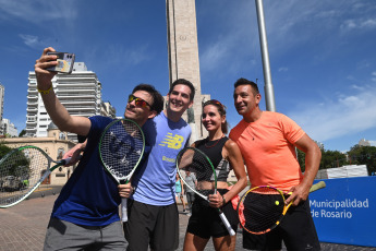 Rosario, Argentina.- In the photo taken on January 21, 2024, tennis fans of all ages participated in a recreational festival in Rosario as an activity prior to the Davis Cup series to be played by Argentina and Kazakhstan on February 3 and 4 at the local Jockey Club.