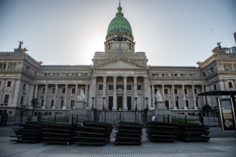 Buenos Aires, Argentina.- In the photo taken on January 23, 2024, preparations in the National Congress for the strike and tomorrow’s mobilization in rejection of the policies of the government of Javier Milei.