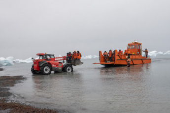 Antarctica- In the photo of January 13, 2024, the ship ARA Alte Irízar finished the first landing of construction materials, food and fuel for the replenishment of the Argentine Antarctic base Petrel, where it also moved to the new crew, 23 people, and retreated to the outgoing force, made up of 20 others, in a logistical and military deployment in support of science that took four days operating 24 hours in the framework of the Antarctic Summer Campaign (CAV).