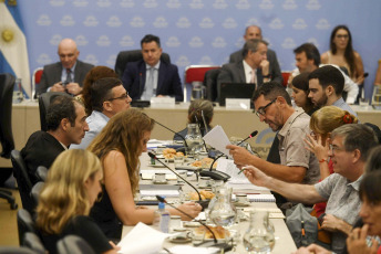 Buenos Aires, Argentina.- En las fotos tomadas el 17 de enero del 2024, el plenario de comisiones de la Cámara de Diputados realiza una nueva jornada de debate del proyecto de ley de "Bases y Puntos de Partida para la Libertad de los Argentinos", impulsado por el Poder Ejecutivo, en lo que será el sexto encuentro, luego de que ayer debatieron la norma organizaciones no gubernamentales, organismos de Derechos Humanos, entidades empresarias y sectores de la sociedad civil.