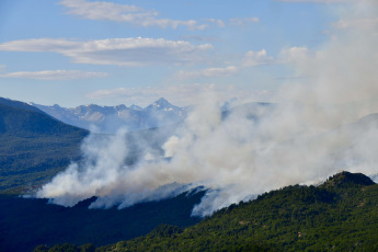 Rio Negro, Argentina.- In the photos taken on January 29, 2024, almost 100 brigade members are fighting the fire in Los Alerces National Park on the ground. The National Meteorological Service reported record temperatures of more than 40 degrees Celsius in the country. Declared a World Heritage Site by the United Nations Educational, Scientific and Cultural Organization, the affected site is crucial for the conservation of endemic or endangered species of flora and fauna.