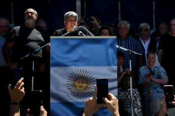 Buenos Aires, Argentina.- In the photo taken on January 24, 2024, the co-head of the General Confederation of Labor (CGT) and leader of Truckers, Pablo Moyano, today asked legislators to reject the "Bases" Law that is in the Chamber of Deputies and demanded that "do not betray the workers" and the "doctrine of Peronism", which is "to defend the workers, those who have less and the retired".