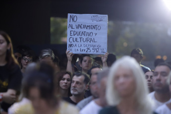 Buenos Aires, Argentina.- In the archive photo, protests against sectors of Argentine culture against the Emergency Necessity Decree (DNU) of Javier Milei. In rejection of the DNU and the Omnibus Law of President Javier Milei, Charly García, Fito Páez, León Gieco, Cecilia Roth, Graciela Borges and Leonardo Sbaraglia along with more than 20,000 cultural figures signed a petition published today by the Cultural Sovereignty Front "in defense of our identity". The letter is entitled "Letter to the National Congress. Culture is in danger" and is addressed to deputies and senators.