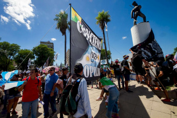 Corrientes, Argentina.- In the photos taken on January 24, 2024, protesters participate in the general strike called by the national General Confederation of Labor (CGT) in opposition to the DNU and the Omnibus Law proposed by President Javier Milei.