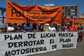 Parana, Argentina.- In the photos taken on January 24, 2024, protesters participate in the general strike called by the national General Confederation of Labor (CGT) in opposition to the DNU and the Omnibus Law proposed by President Javier Milei.