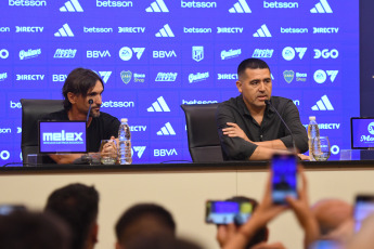 Buenos Aires.- En la foto tomada el 5 de junio de 2024, Diego Martínez fue presentado oficialmente como nuevo técnico de Boca en una conferencia de prensa.