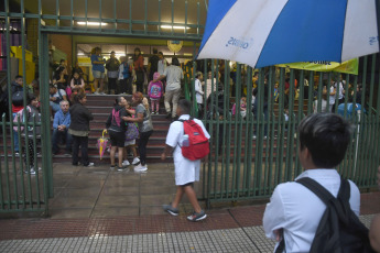 Buenos Aires, Argentina - In the photo taken on February 26, 2024, the 2024 school year begins today in the city of Buenos Aires and seven provinces, in a scenario marked by the strike with mobilization called by the Confederation of Education Workers of the Argentine Republic (Ctera) in demand of the national paritaria and in rejection of the elimination of the National Teacher Incentive Fund (Fonid), which will impact differently in each district, according to the specific demands of the union in each place.