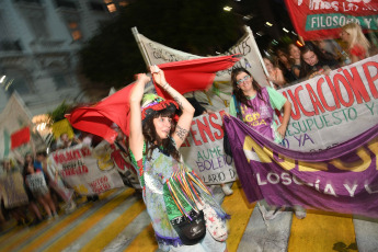 Buenos Aires, Argentina.- In the photos taken on February 21, 2024, the Student Center of the Faculty of Philosophy and Letters of the University of Buenos Aires (UBA), held a "cacerolazo" to demand for "university budget, educational ticket and living wage for teachers and non-teachers".