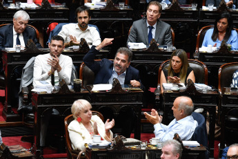 Buenos Aires, Argentina.- In the photos taken on February 2, 2024, the Chamber of Deputies continued for the third consecutive day with the treatment of the "Bases" bill. With 144 votes in favor and 109 against, the controversial Omnibus Law, a broad package of reforms that lost more than half of its articles, received “general” approval in the Chamber of Deputies, which will meet again on Tuesday.