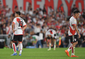 Buenos Aires, Argentina.- In the photos taken on February 18, 2024, during the River vs. Banfield, for Group B of the Copa de la Liga in the Monumental. River and Banfield played 1 to 1. Braian Galván and Pablo Solari marked the sides of the encounter.