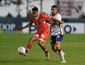 Buenos Aires, Argentina.- In the photos taken on February 28, 2024, during the match between San Lorenzo and Independiente de Chivilcoy at the Centenario stadium in Quilmes. San Lorenzo beat Independiente de Chivilcoy 1-0 and advanced to the round of 16 of the Argentine Cup. With a goal from Cristian Tarragona, 15 minutes into the complement.