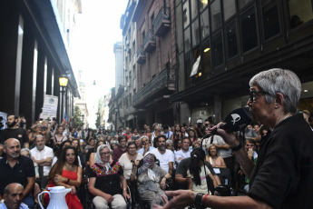 Buenos Aires, Argentina.- In the photos taken on February 22, 2024, political and union leaders, officials and mayors of the province of Buenos Aires participated in a public class in defense of the Madres de Plaza de Mayo National University (UNMA). The call was made by that organization that defends Human Rights under the slogan "the University of Mothers defends itself."