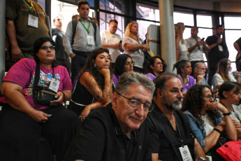 Buenos Aires, Argentina.- In the photos taken on February 15, 2024, the Front of State Unions (FSE), which represents twenty union organizations, held its first plenary session since its new formation, to analyze the labor situation and salary of companies in the sector, and announced a "national day of struggle", which will result in a couple of activities, for the "last week of February", union sources reported.