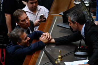 Buenos Aires, Argentina.- In the photos taken on February 2, 2024, the Chamber of Deputies continued for the third consecutive day with the treatment of the "Bases" bill. With 144 votes in favor and 109 against, the controversial Omnibus Law, a broad package of reforms that lost more than half of its articles, received “general” approval in the Chamber of Deputies, which will meet again on Tuesday.