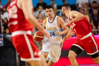 Mar del Plata, Argentina.- In the photos taken on February 22, 2024, the Argentine basketball team played against Chile, in Group A, in the Americup 2025 Qualifiers in Nicaragua. Argentina beat Chile 90 to 78 in the first qualifying window for the AmeriCup 2025. Nicolás Brussino was the team's scorer with 19 points.