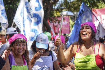 Buenos Aires, Argentina.- In the photos taken on February 1, 2024, the Union of Workers of the Popular Economy (UTEP) carries out a new national day of "empty pots" under the slogan "The only need and urgency is hunger". The Chamber of Deputies continues the special session in which it will seek to approve the bill "Bases and Starting Points for the Freedom of Argentines", promoted by the national government.